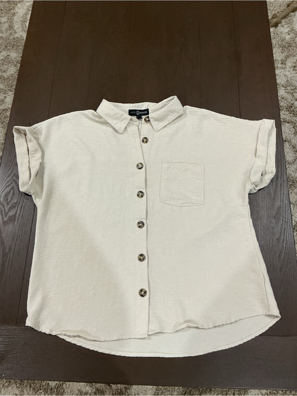 Fred David Cream Short Sleeve Button-Front Shirt